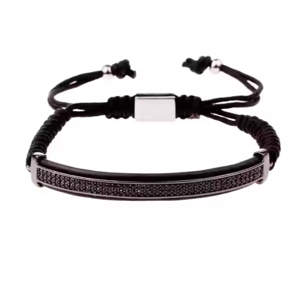 Brățară unisex placata cu aur 18k din oțel inoxidabil, pietre zirconiu, Gold sau Black