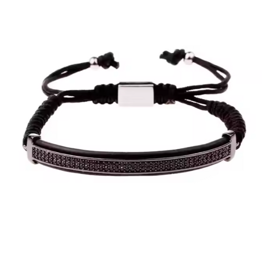 Brățară unisex placata cu aur 18k din oțel inoxidabil, pietre zirconiu, Gold sau Black